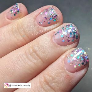 Short Ombre Nails With Glitter