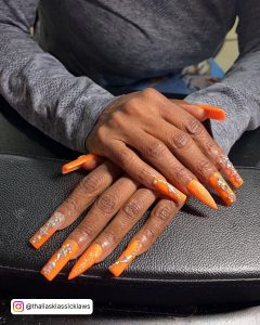 Short Orange Acrylic Nails