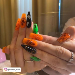 Short Orange Halloween Nails