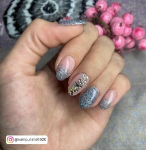 Short Pink Acrylic Nails With Glitter