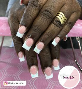 Short Pink And White Nails