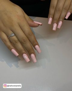 Short Pink And White Nails