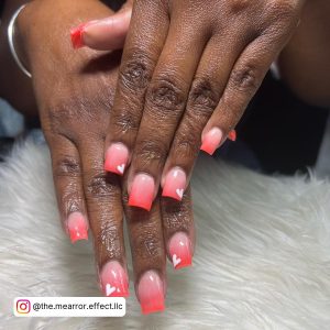 Short Pink And White Ombre Nails