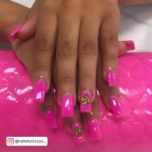 Short Pink Nails With Design