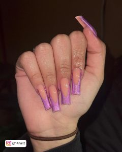 Short Purple French Tip Nails