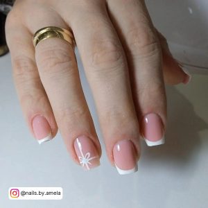 Short Square French Tip Acrylic Nails