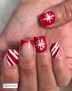 Short White Christmas Nails