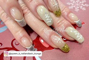 Silver And Gold Acrylic Nails