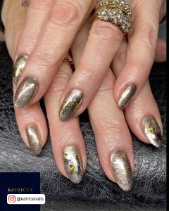 Silver And Gold Glitter Nails