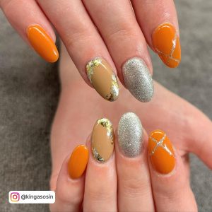 Silver And Gold Ombre Nails