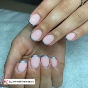 Silver And White French Nails