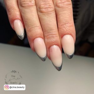 Silver Chrome French Tip Nails