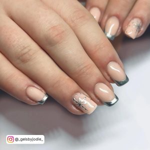 Silver French Tip Coffin Nails
