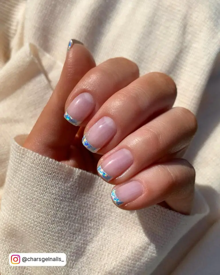 Silver French Tip Nails