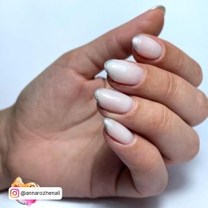 Silver French Tip Nails Long