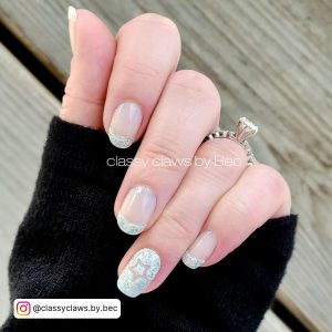 Silver Glitter French Tip Nails