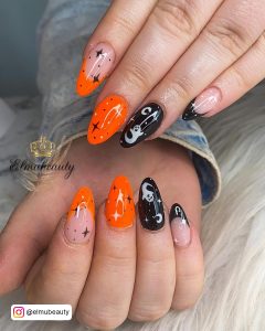 Simple Orange Halloween Nails