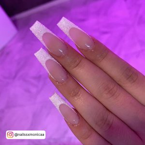 Sparkle French Tip Nails