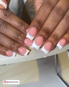 Square French Tip Nails Short