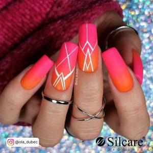 Square Ombre Nails With Glitter