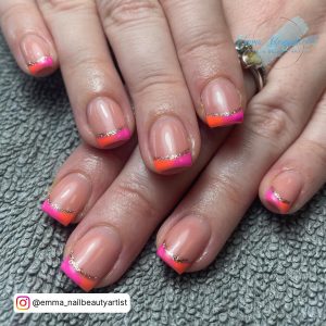 Square Round French Tip Nails