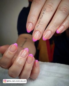 Summer French Tip Coffin Nails