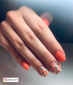 Summer Orange Butterfly Nails