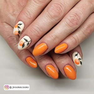 Summer Orange Coffin Nails