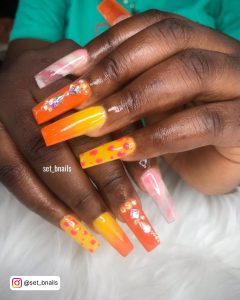 Toe Nails Orange-Yellow Coloring