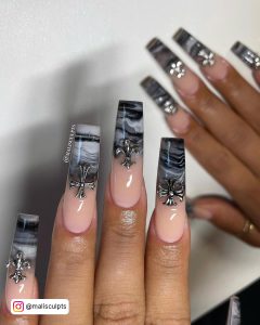 Two Tone Grey Ombre Nails