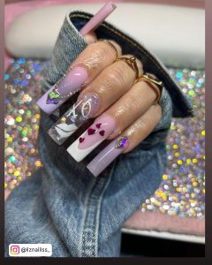 Valentines Day Nails Pink Purple