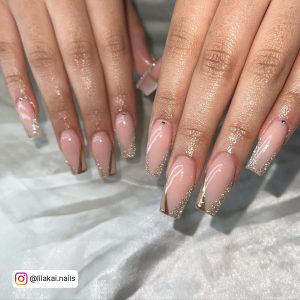 White And Gold Chrome Nails