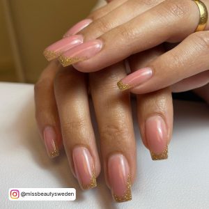 White And Gold French Nails
