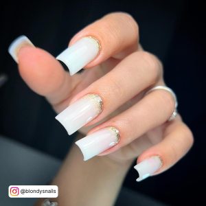 White And Gold Ombre Nails
