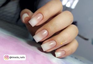 White And Nude Ombre Nails