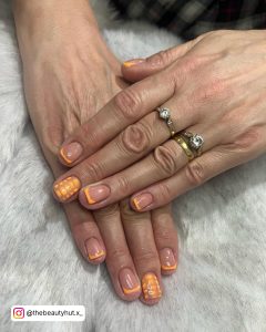 White And Orange French Tip Nails