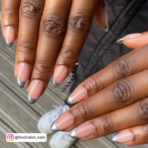 White And Silver French Tip Nails
