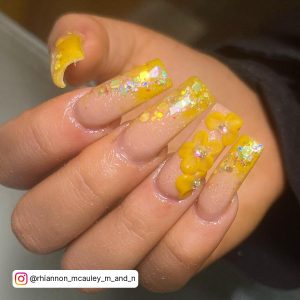 White And Yellow Ombre Nails