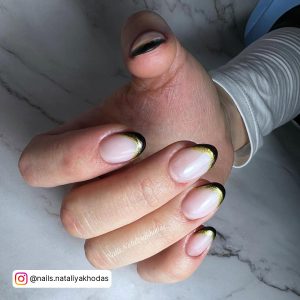 White French Tip Nails With Gold