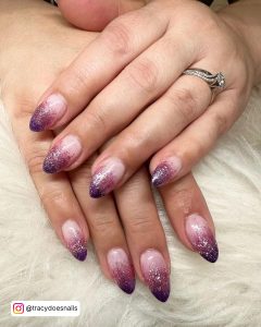 White Nails With Sparkle Ombre