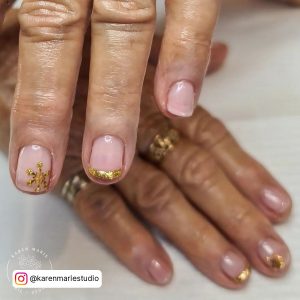 White Nude And Gold Nails