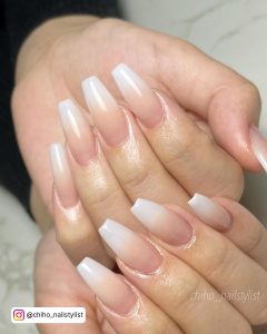 White Ombre Wedding Nails