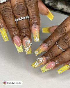 Yellow And White Ombre Nails