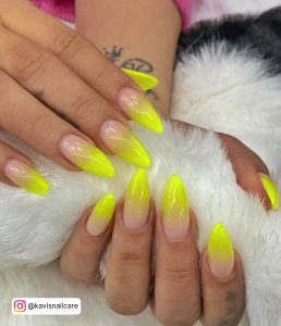 Yellow Ombre Nails With Glitter