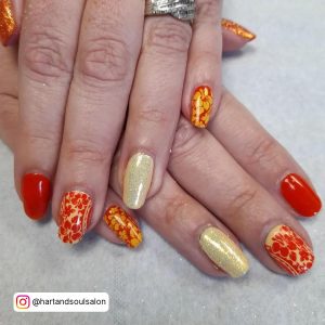 Yellow Orange Acrylic Nails