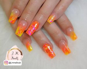 Yellow Orange Pink Nails