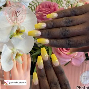 Yellow Pink Ombre Nails