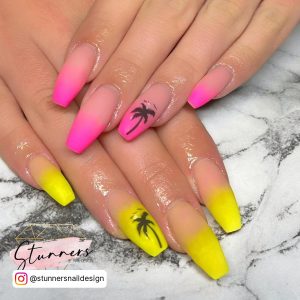 Yellow White Ombre Nails